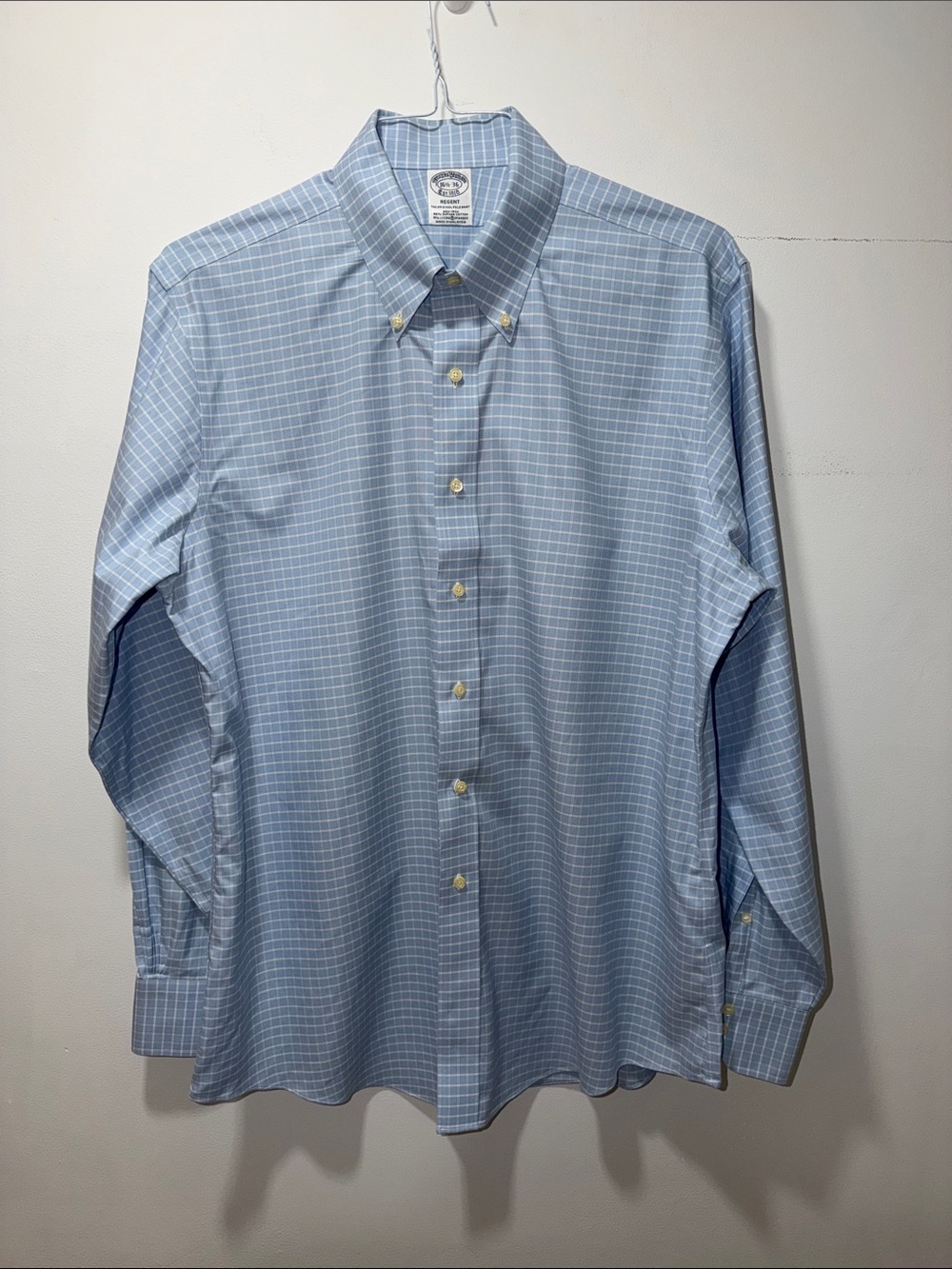 Brooks Brothers Checkered Blue 16.5 - 36 Preppy Button Shirt Work Office REGENT